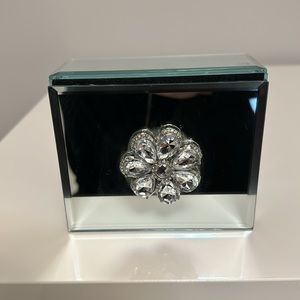 Small Mirrored Jewelry Box w/Crystal Flower
